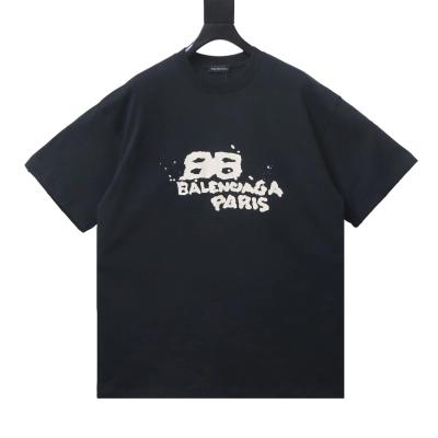    Balenciaga Double B Graffiti Splash Letter T-Shirt 01