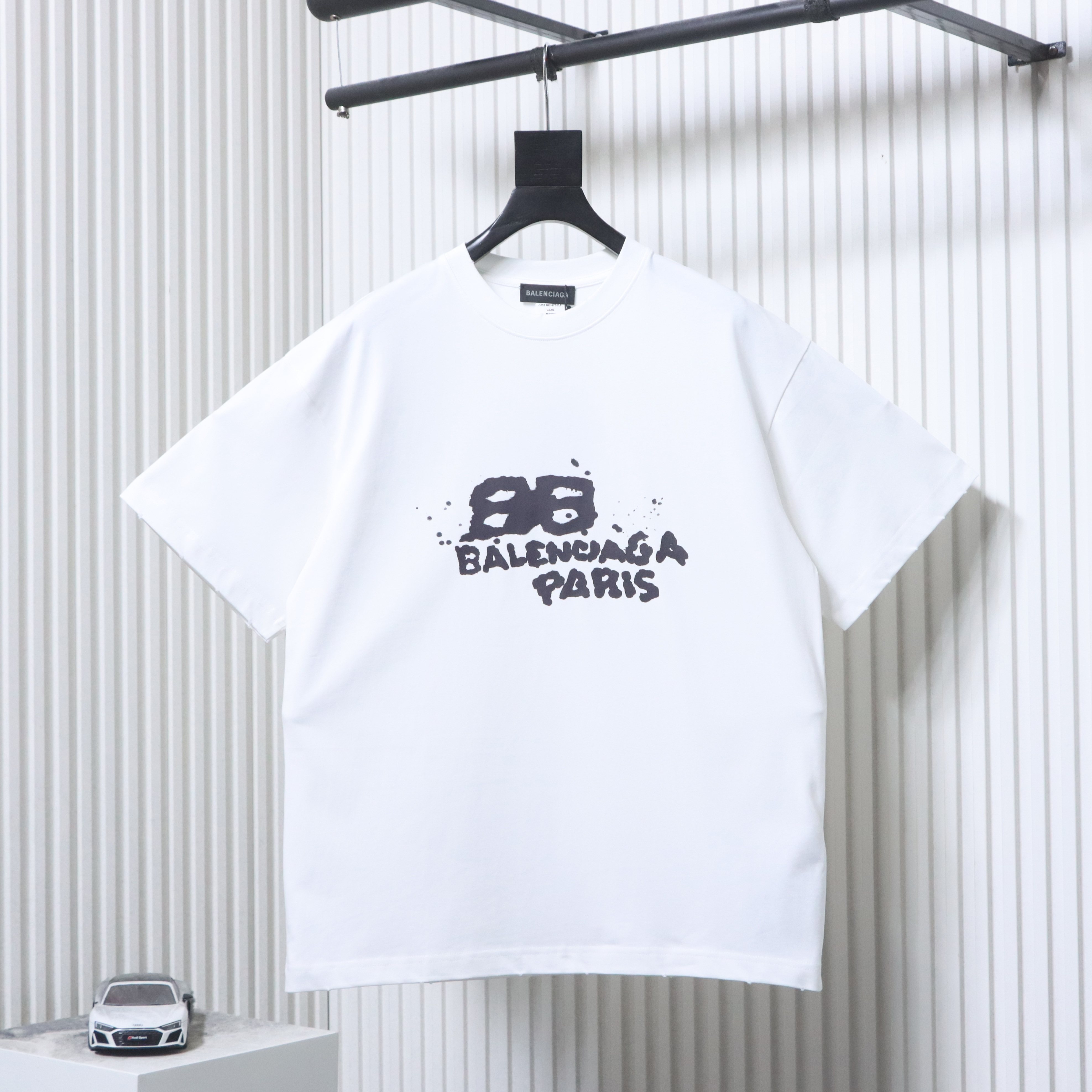    Balenciaga Double B Graffiti Splash Letter T-Shirt White