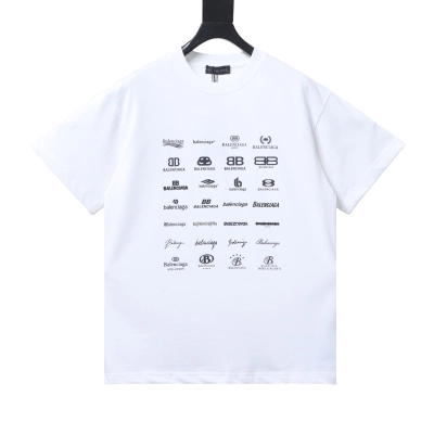    Balenciaga Multi-Label Print T-Shirt white 01