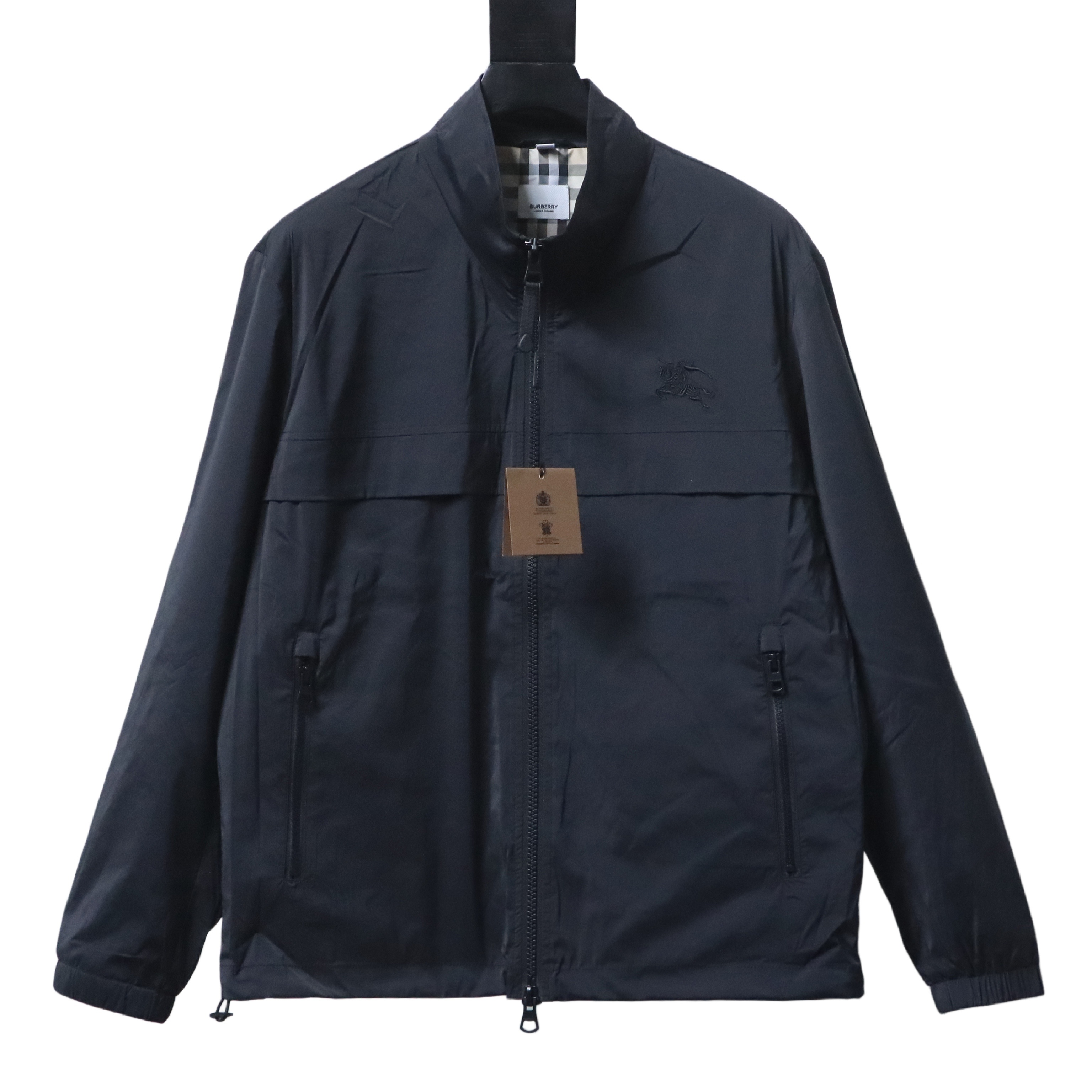    Burberry 26ss light functional embroidered equestrian lapel jacket Black