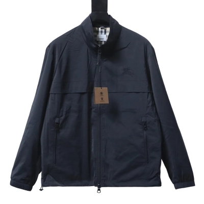    Burberry 26ss light functional embroidered equestrian lapel jacket Black 01
