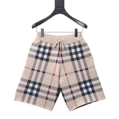 Top Quality    Burberry Large Plaid Knit Shorts Gray 01