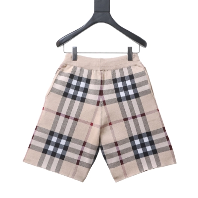 Top Quality    Burberry Large Plaid Knit Shorts Gray 02