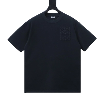 Top Quality    Loewe 26SS Dark Logo Woven Embroidered T-Shirt Black 01
