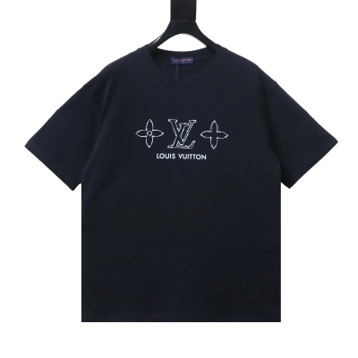    Louis vuitton 26ss dotted three-flower t-shirt Black 01