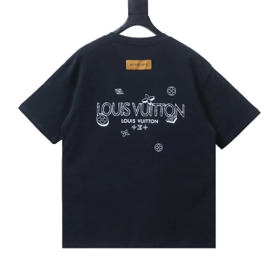    Louis vuitton 26ss dotted three-flower t-shirt Black 02