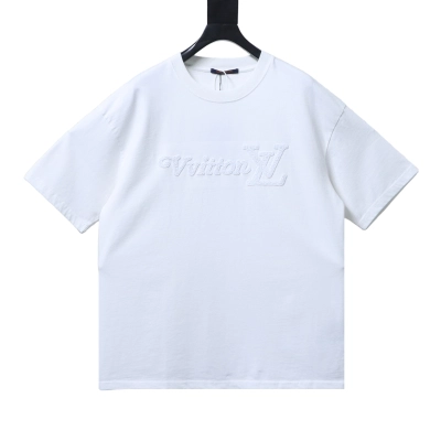 Top Quality    Louis Vuitton 26SS Woven Letter Embroidered T-Shirt 01