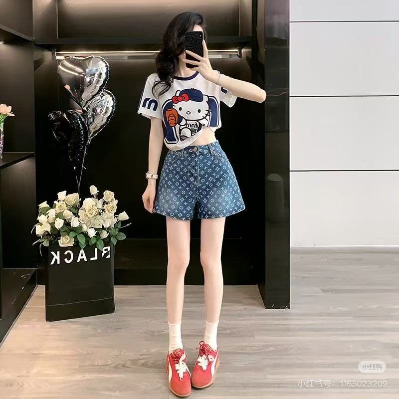    Louis Vuitton Full Print Jacquard Denim Shorts