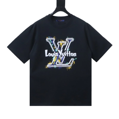    Louis vuitton graffiti large logo print t-shirt Black 01