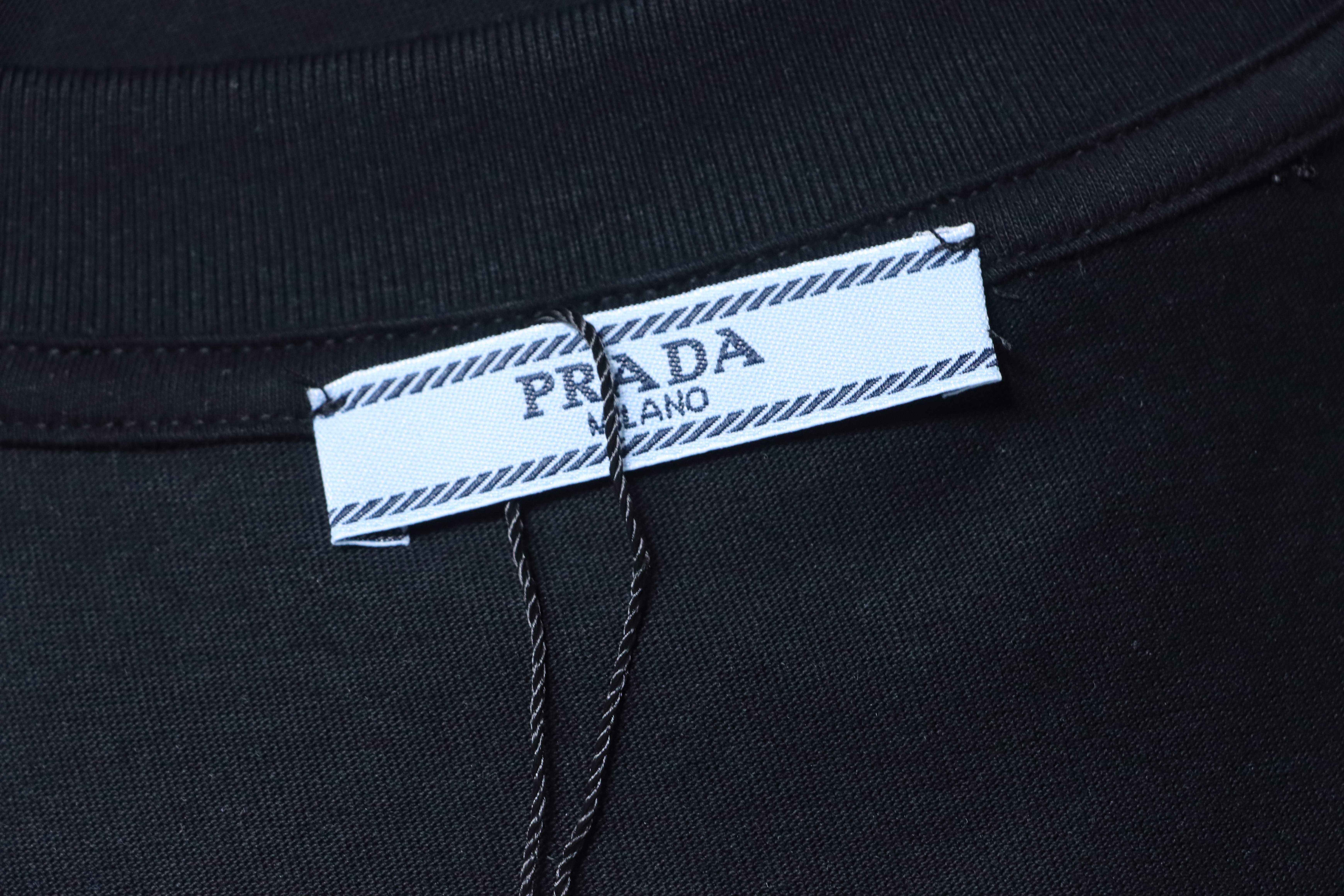    Prada headphone letter digital print t-shirt Black
