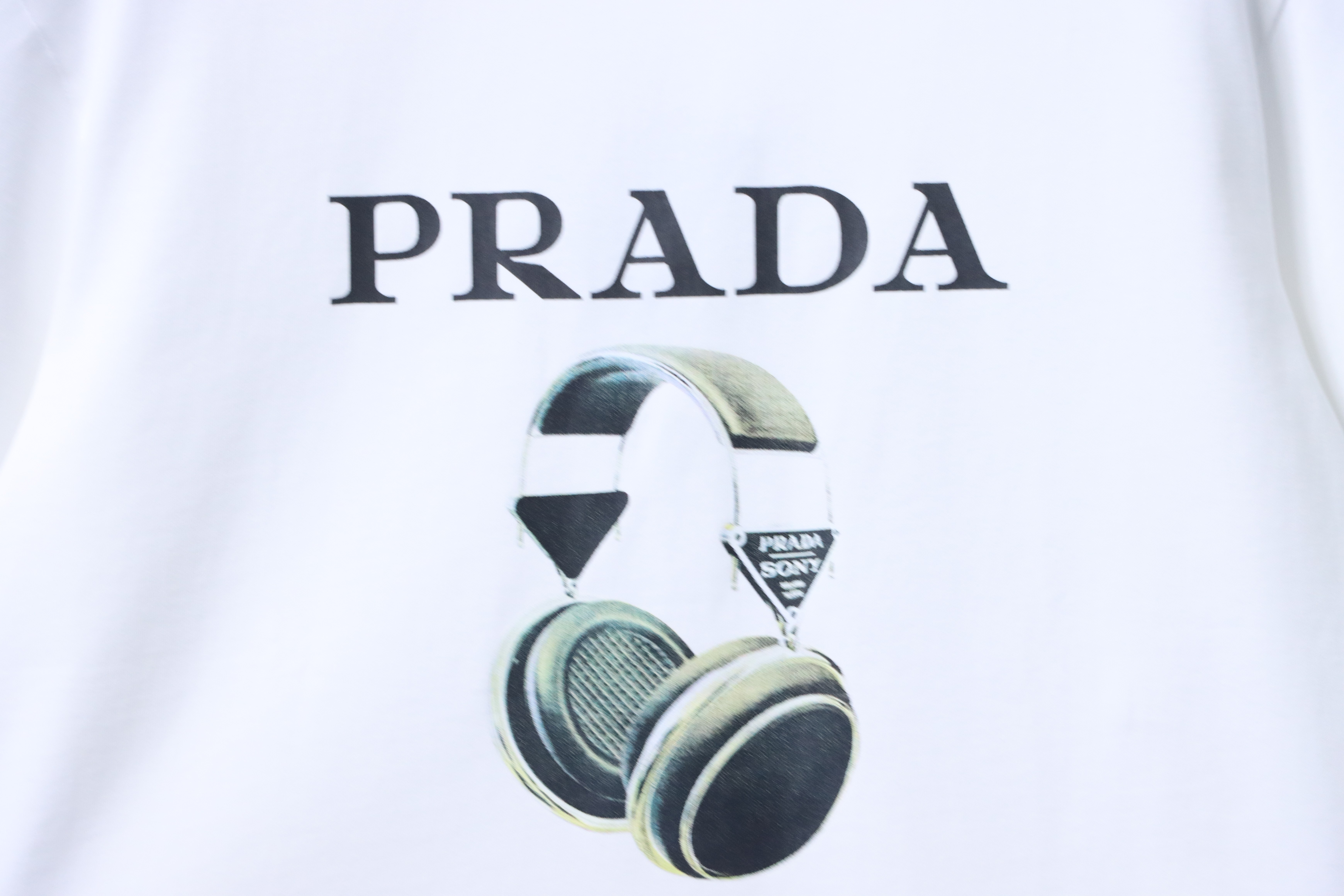    Prada headphone letter digital print t-shirt Gray