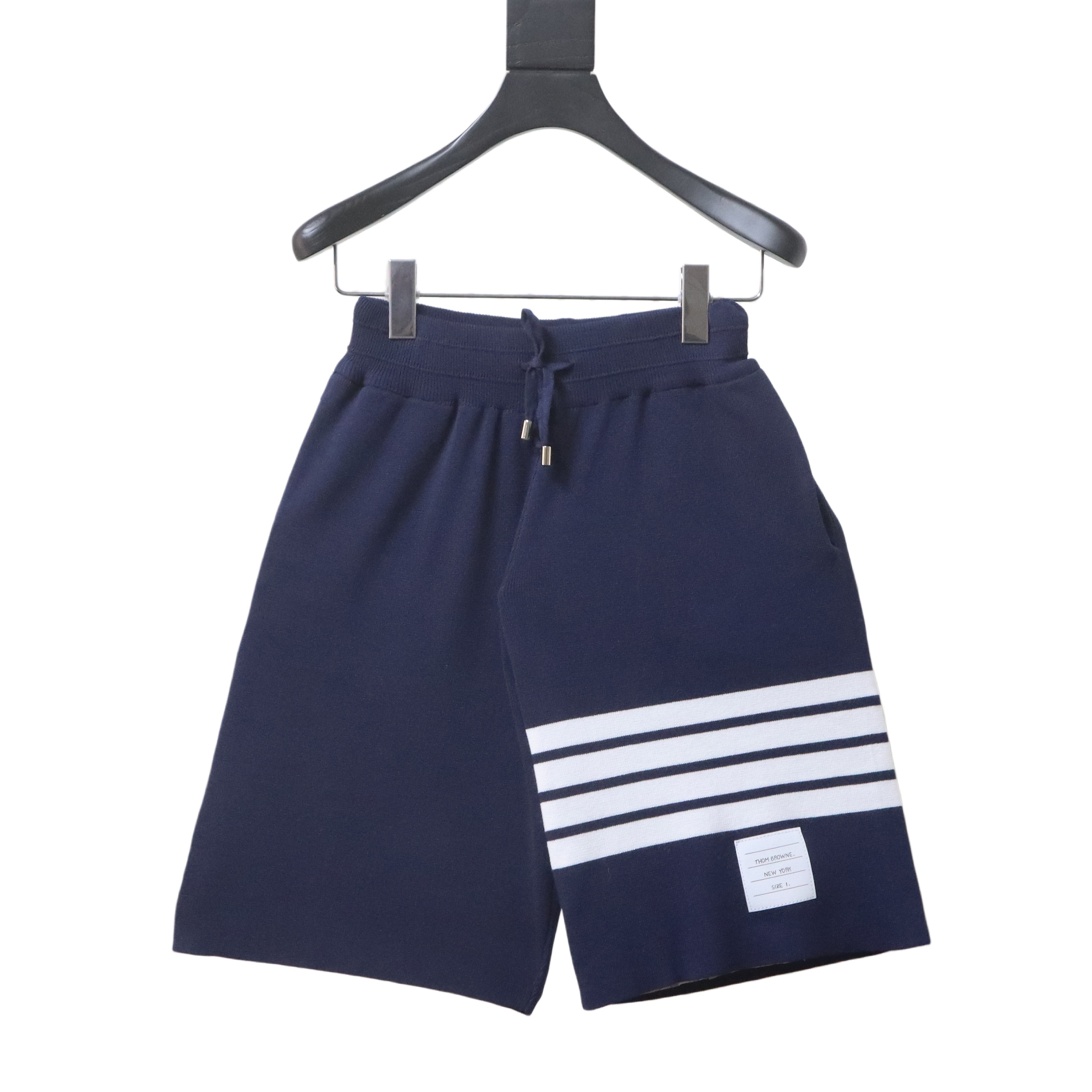    Thom Browne Classic Four-Bar Knit Shorts Blue