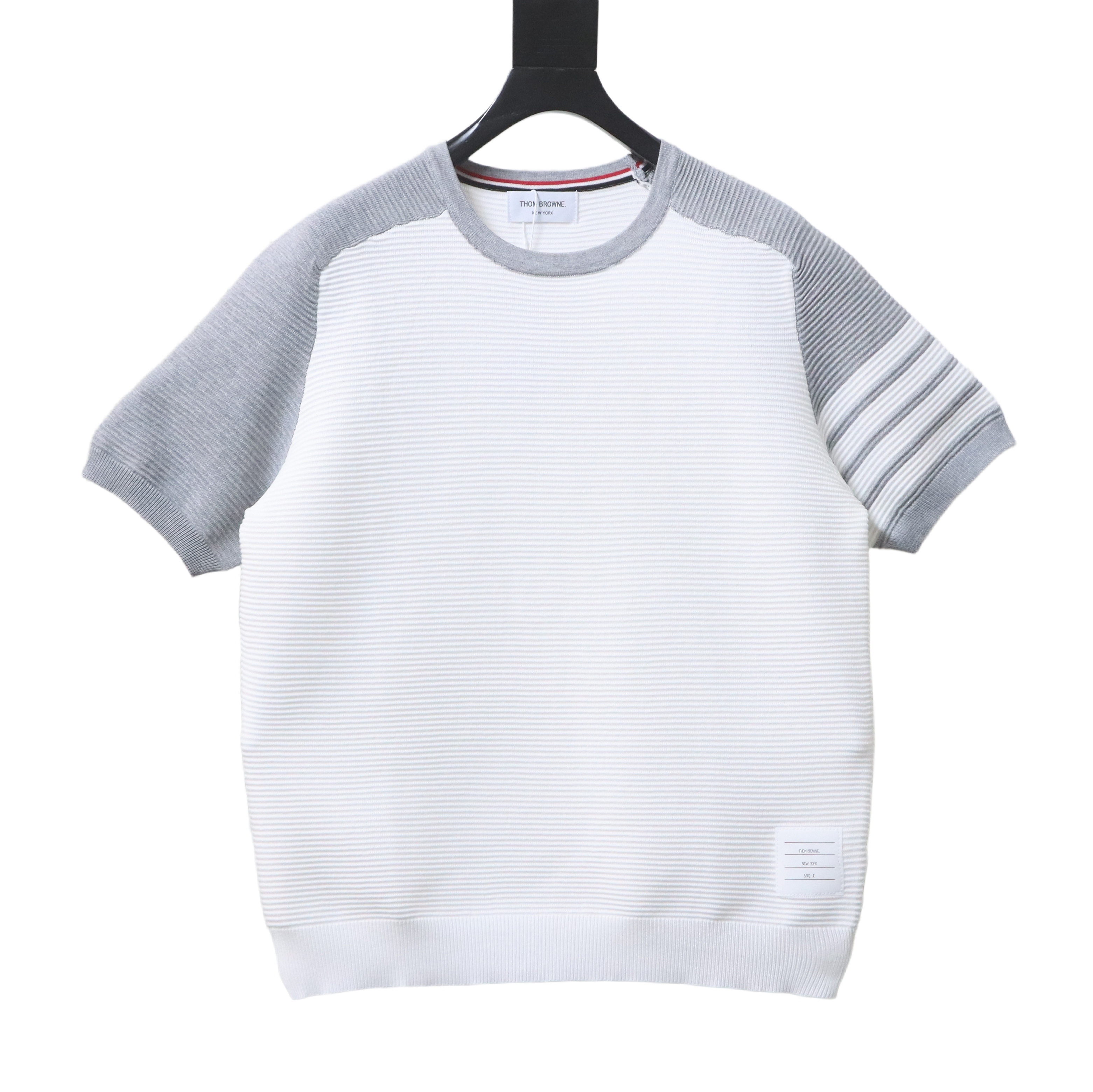    Thom Browne Water Ripple Waffle Knit T-Shirt Brown