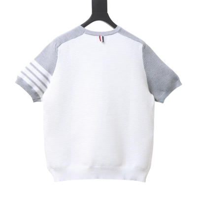 Top Quality    Thom Browne Water Ripple Waffle Knit T-Shirt Brown 02