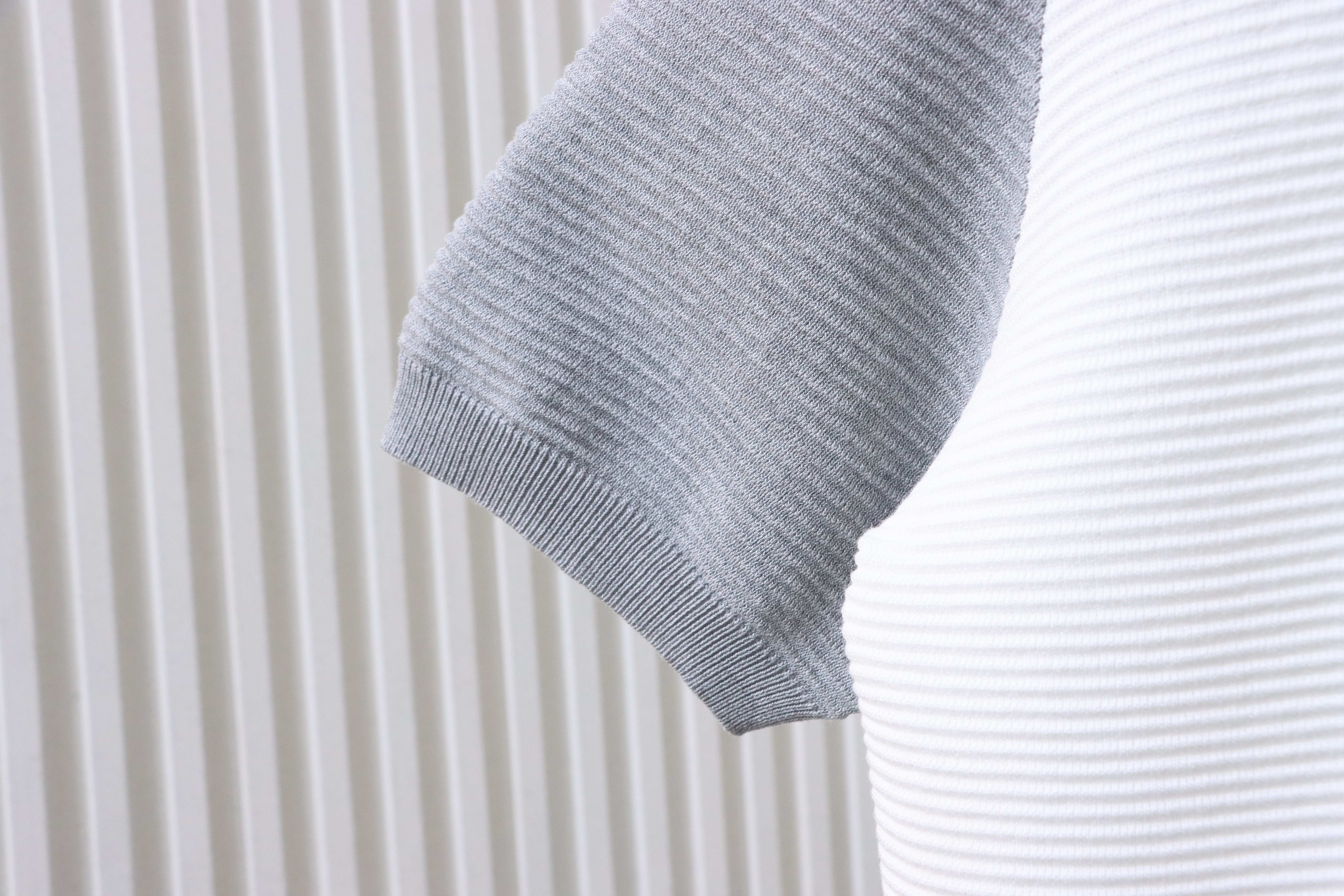    Thom Browne Water Ripple Waffle Knit T-Shirt Brown