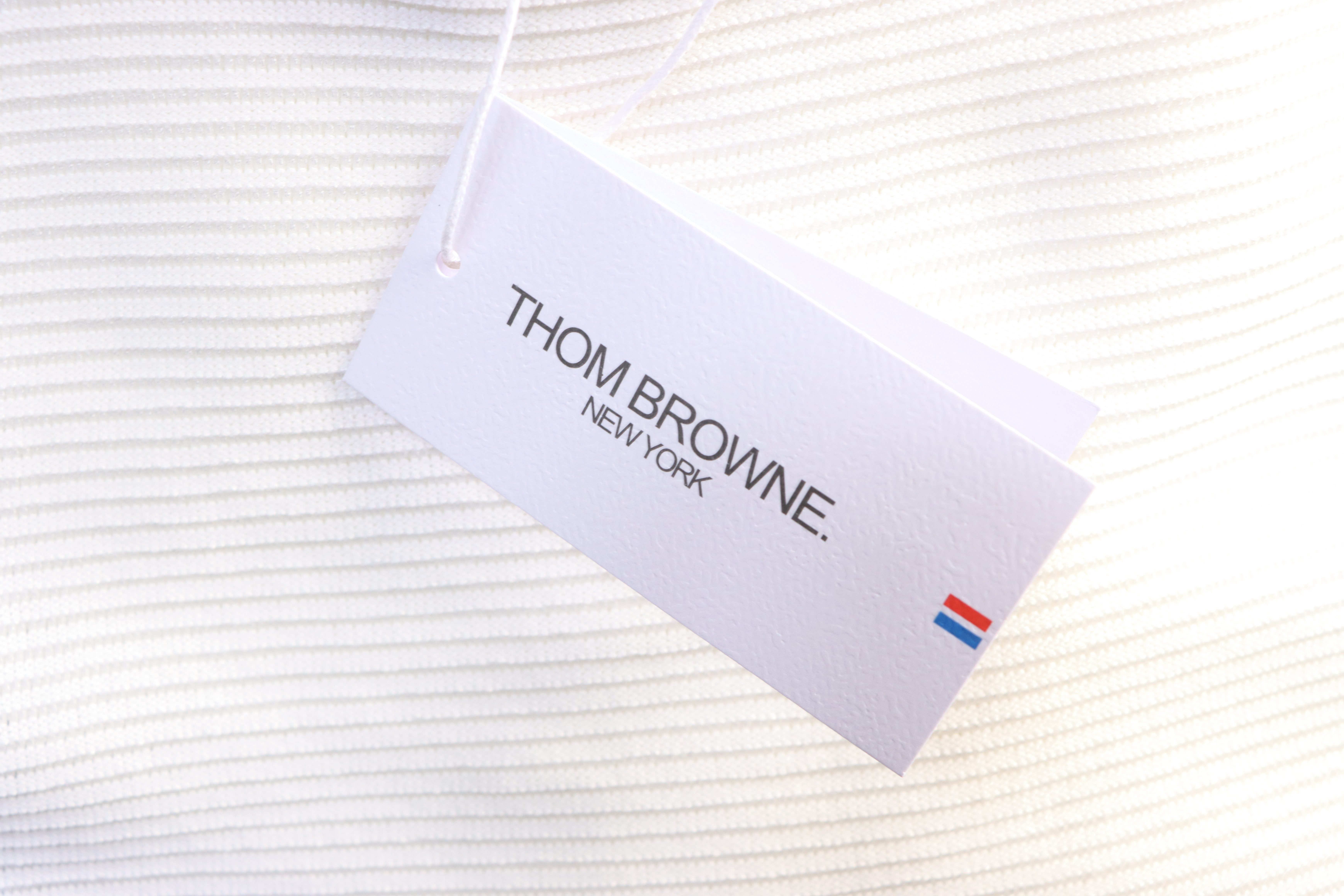    Thom Browne Water Ripple Waffle Knit T-Shirt Brown