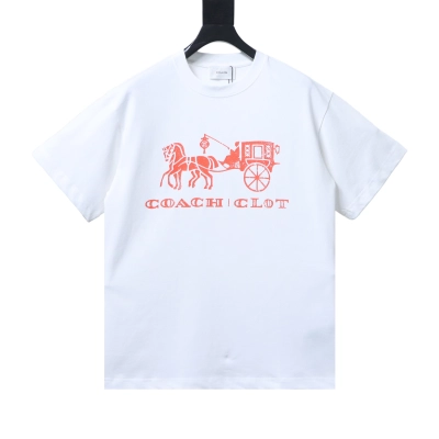 Top Quality    CLOT x COACH T-Shirt Letter White  01