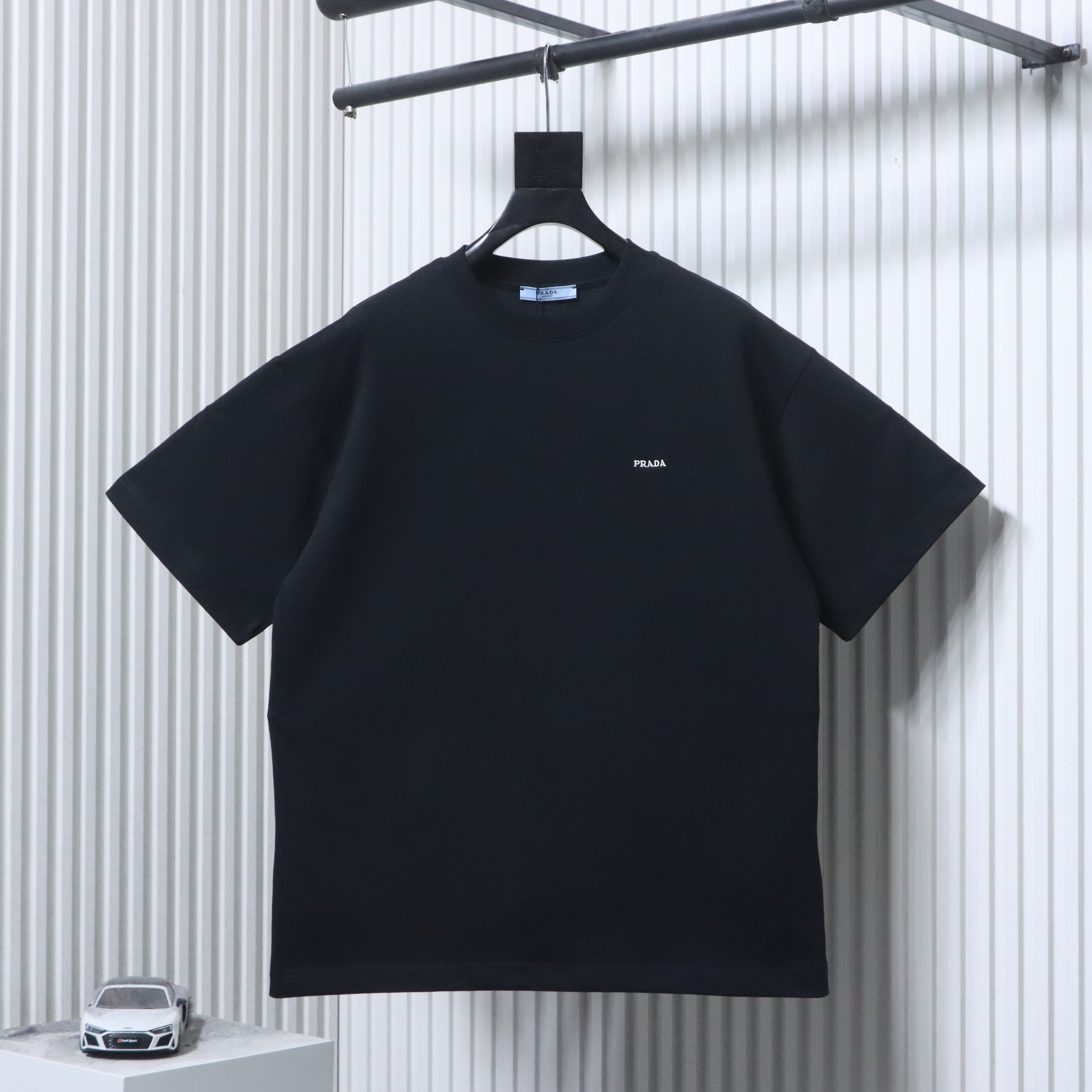    Prada  Embroidered Letter T-Shirt Black