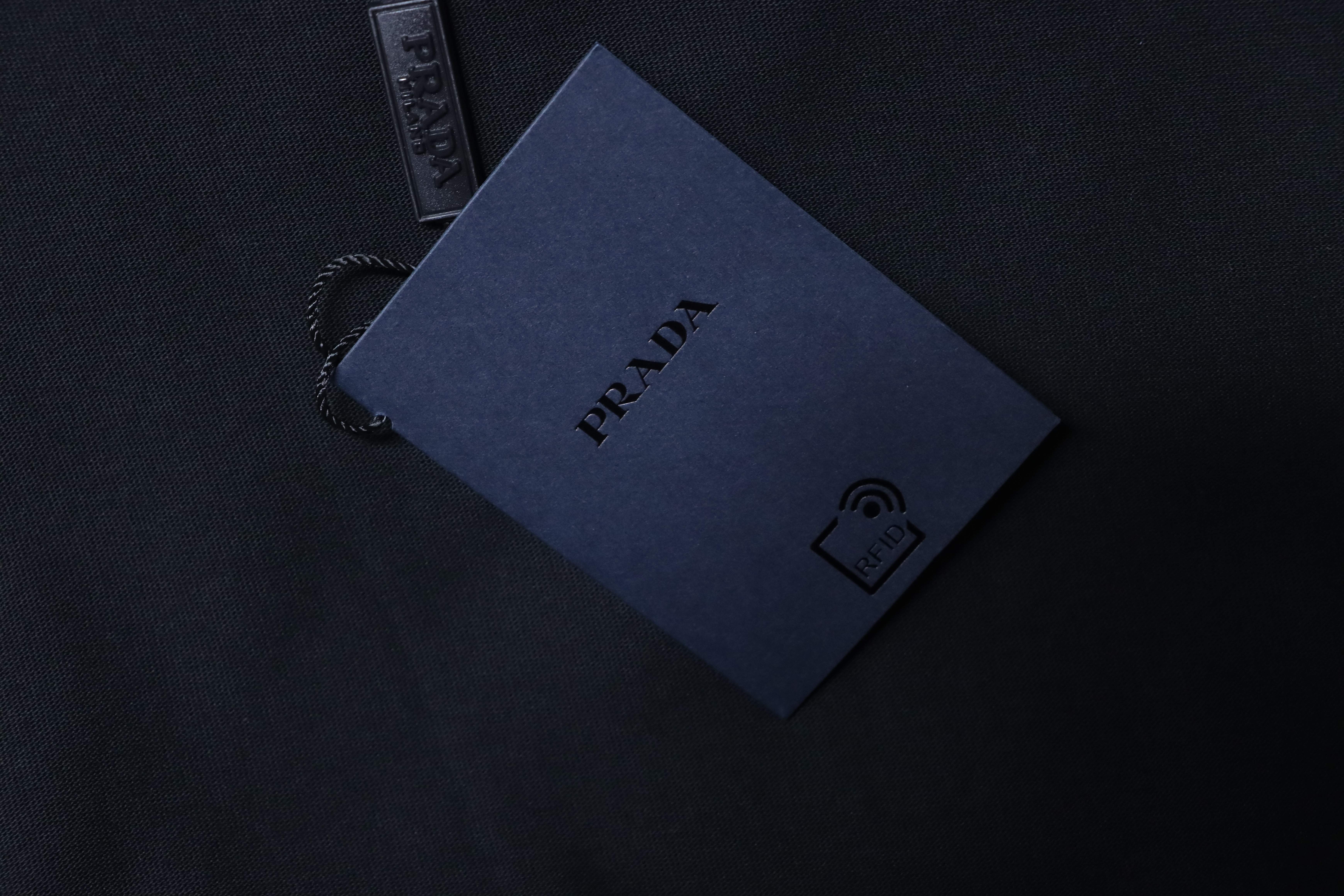    Prada  Embroidered Letter T-Shirt Black