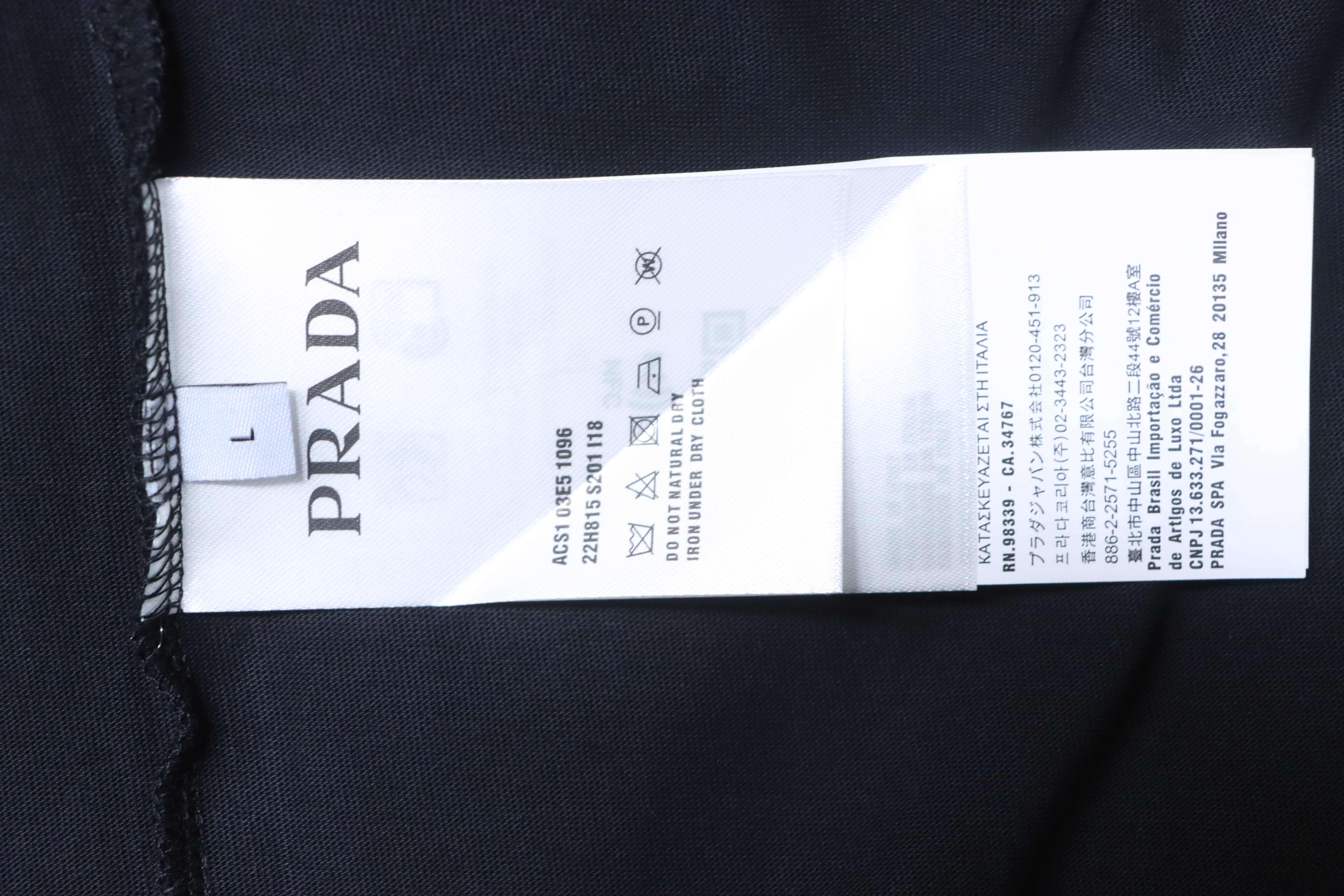    Prada  Embroidered Letter T-Shirt Black