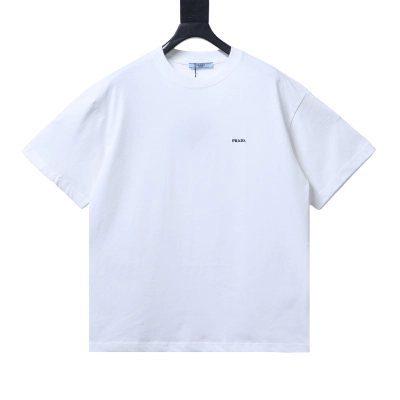 Top Quality    Prada  Embroidered Letter T-Shirt White 01
