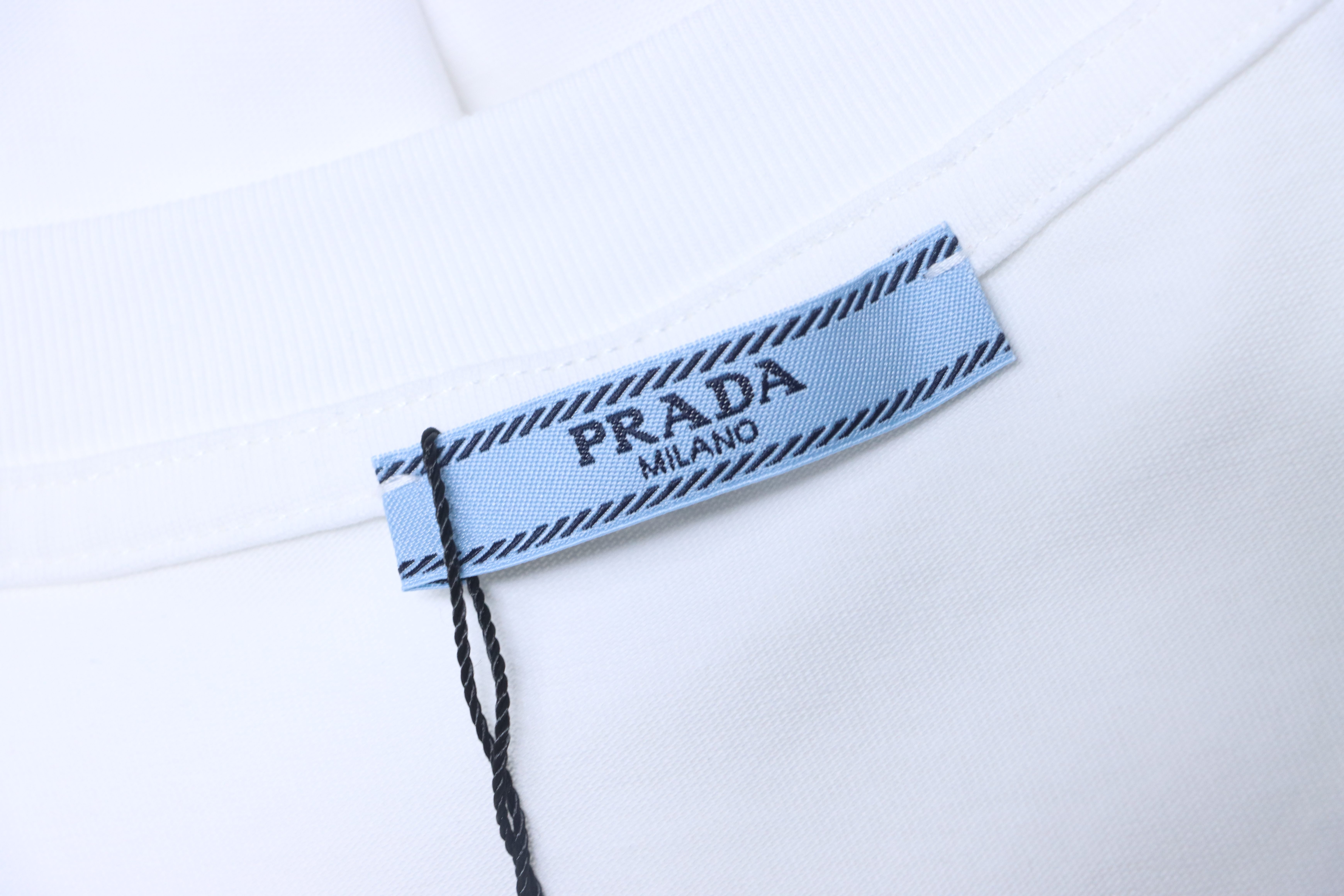    Prada  Embroidered Letter T-Shirt White