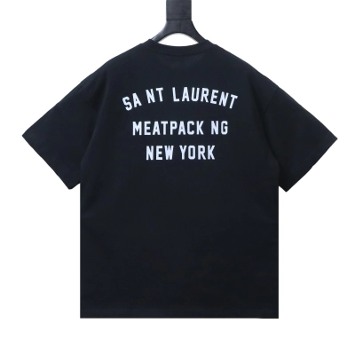 Saint Laurent Reverse Logo-Print Cotton-Jersey T-Shirt Black 02