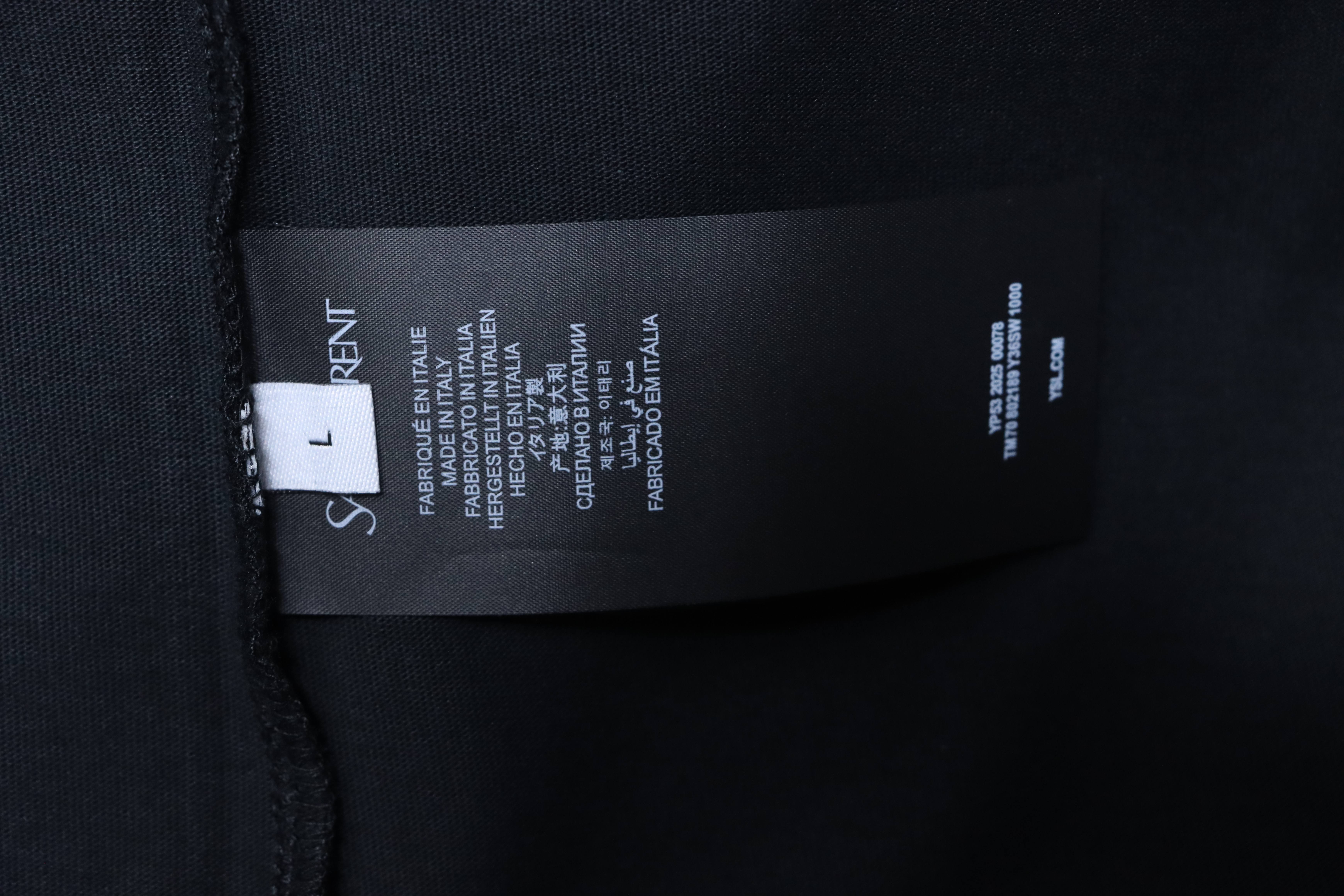    Saint Laurent Reverse Logo-Print Cotton-Jersey T-Shirt Black