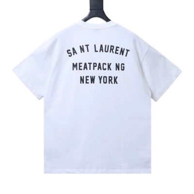 Saint Laurent Reverse Logo-Print Cotton-Jersey T-Shirt White 02