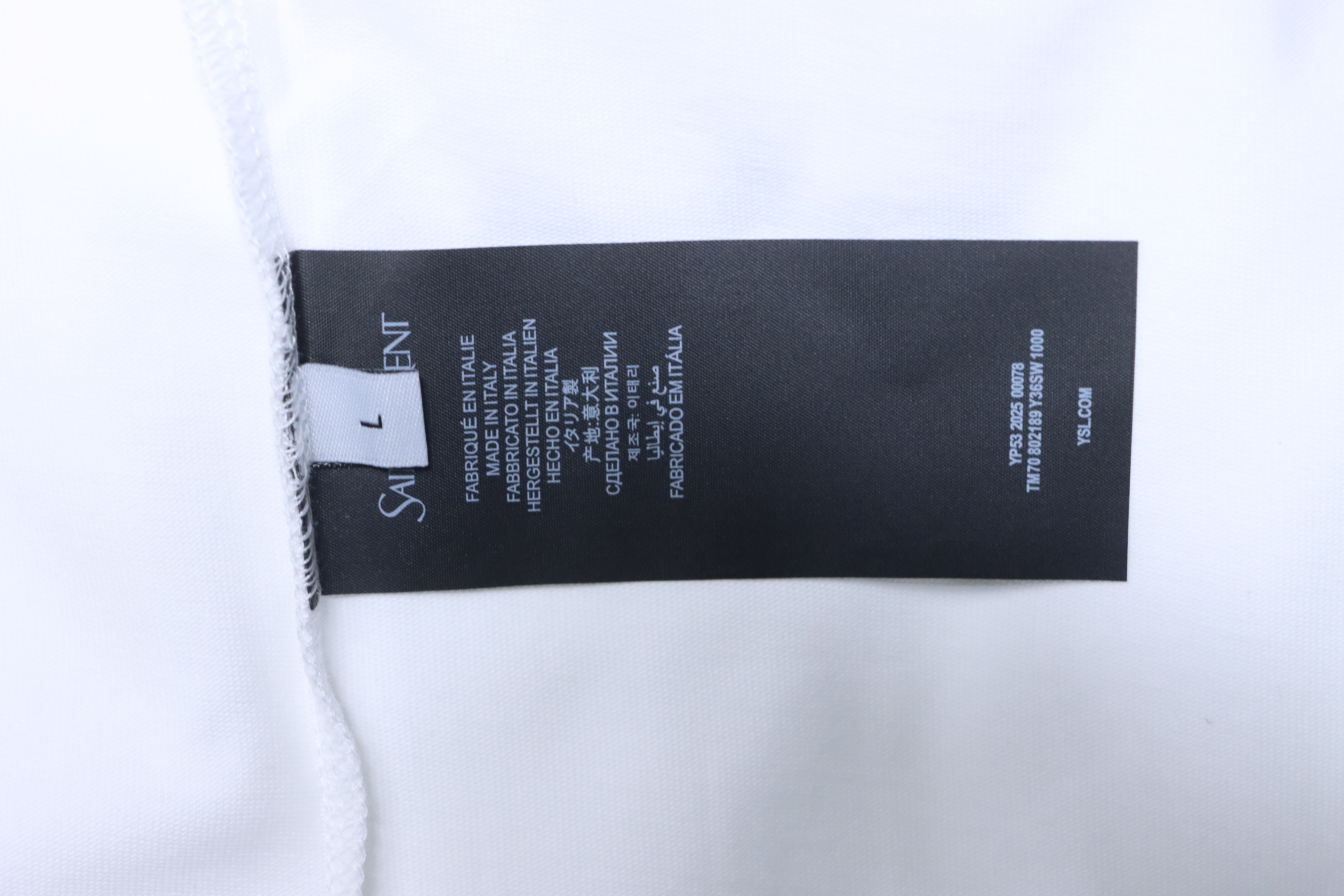    Saint Laurent Reverse Logo-Print Cotton-Jersey T-Shirt White