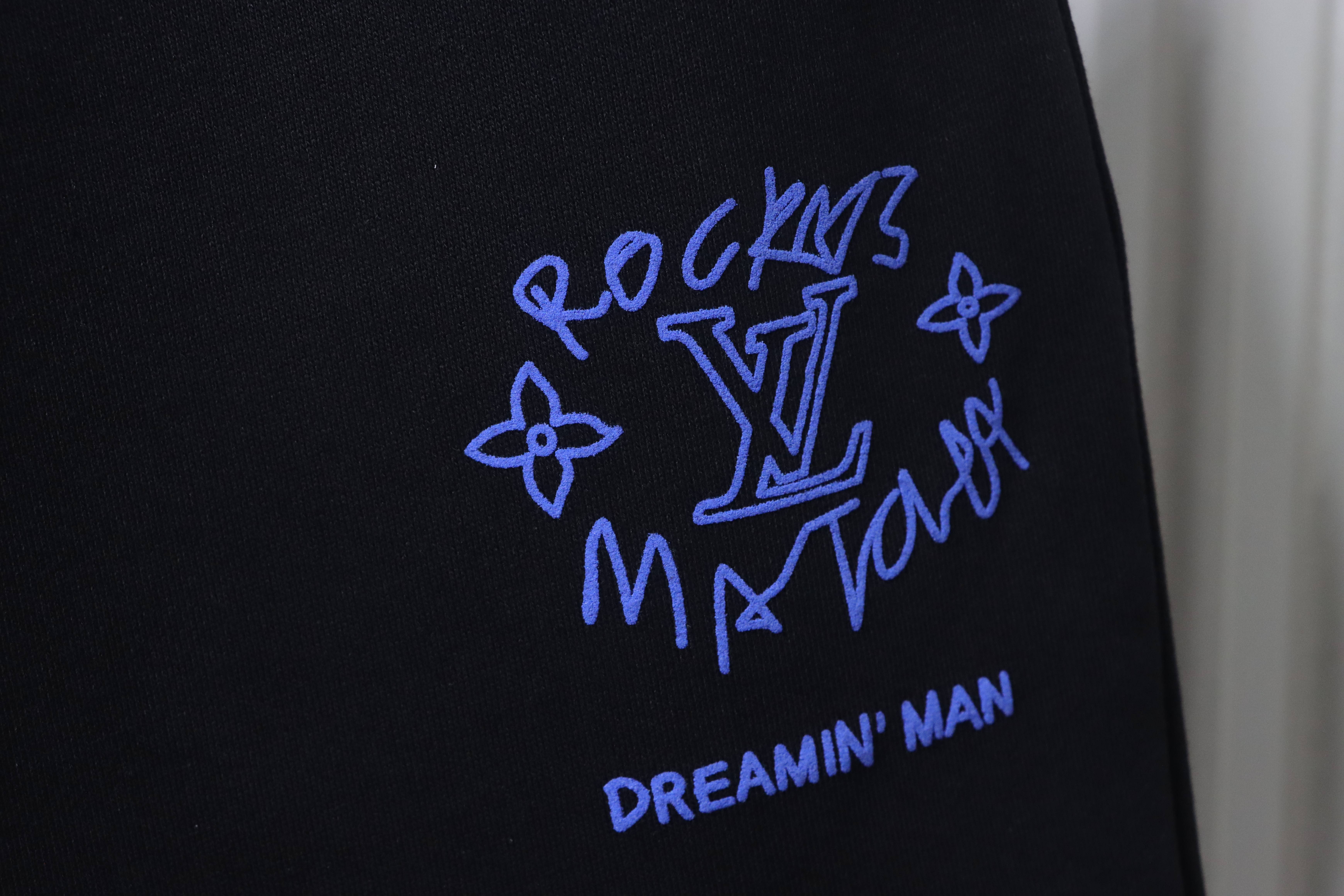    Louis Vuitton 25SS Dreamer Graffiti Slogan Print Shorts Black