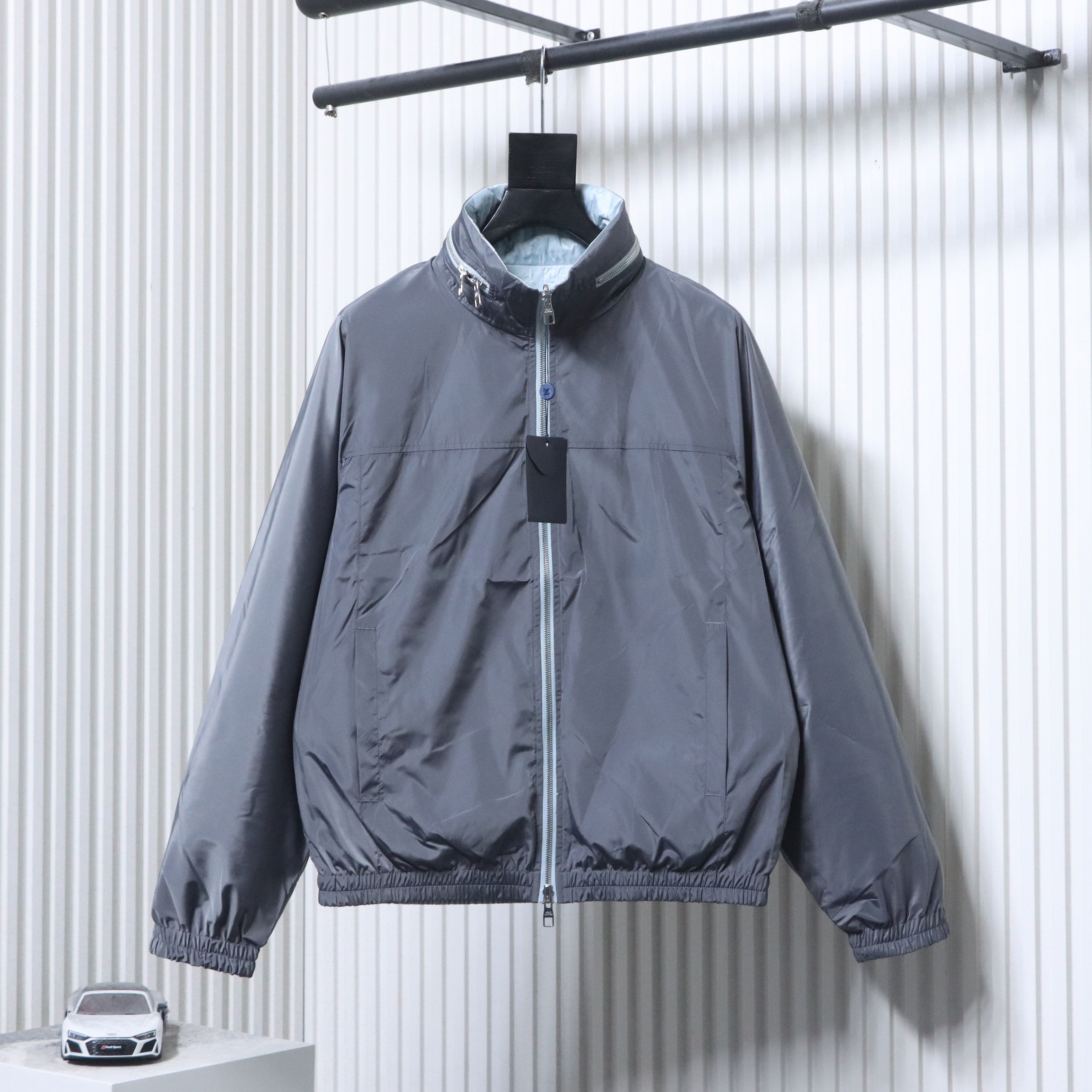    Louis Vuitton 26SS Monogram Reversible Hooded Jacket Grey/Blue