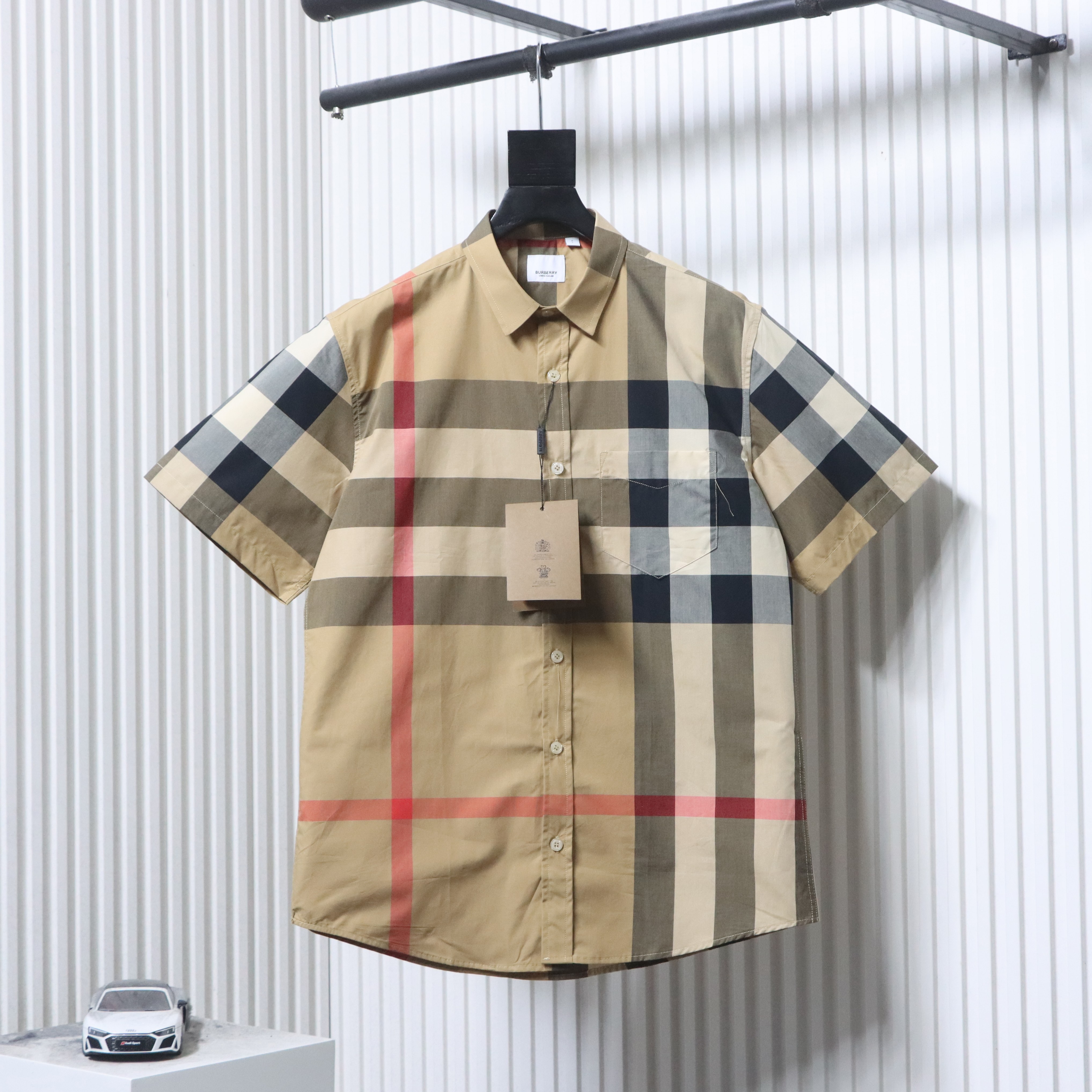    Burberry Classic Check Plaid Button-Down Shirt White