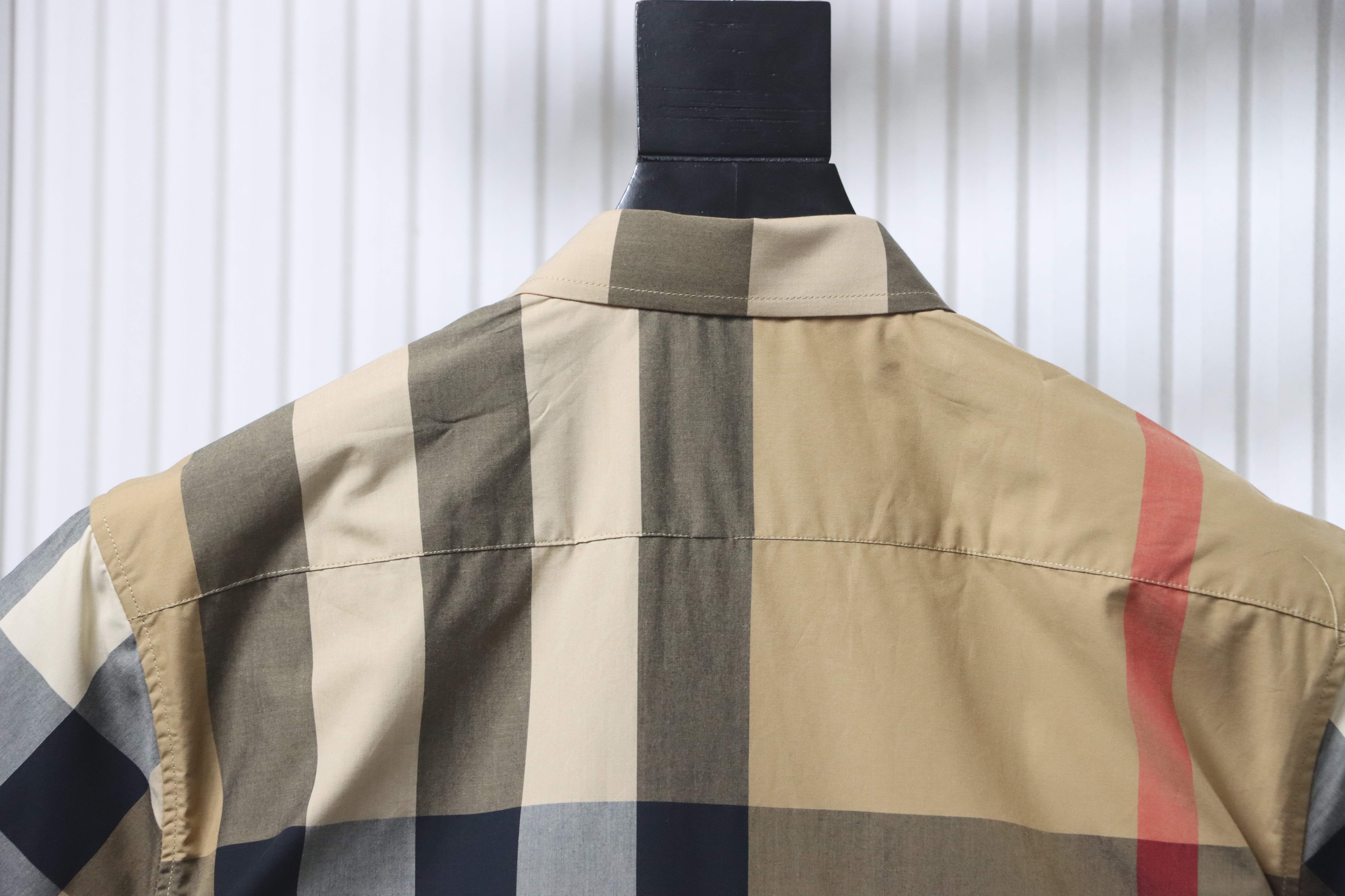   Burberry Classic Check Plaid Button-Down Shirt White