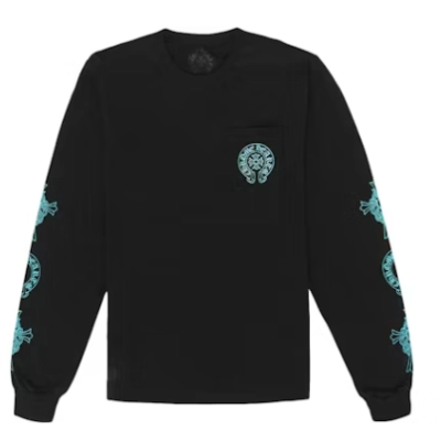 Top Quality     Chrome Hearts Triple Cross Logo L/S T-shirt Black/Blue 01