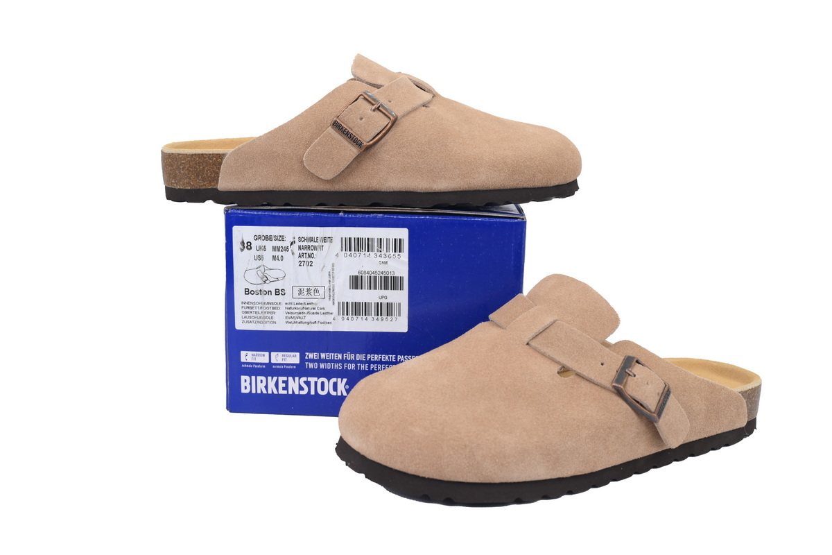     Birkenstock Boston Suede Narrow Flip-flops (Taupe)