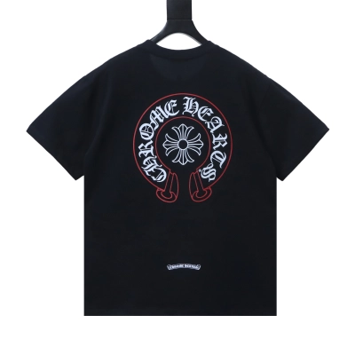Top Quality Chrome Hearts Horseshoe-print T-shirt Black 02