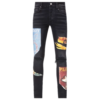 Top Quality     AMIRI Playboy Magazine Skinny Jean Aged Black 01