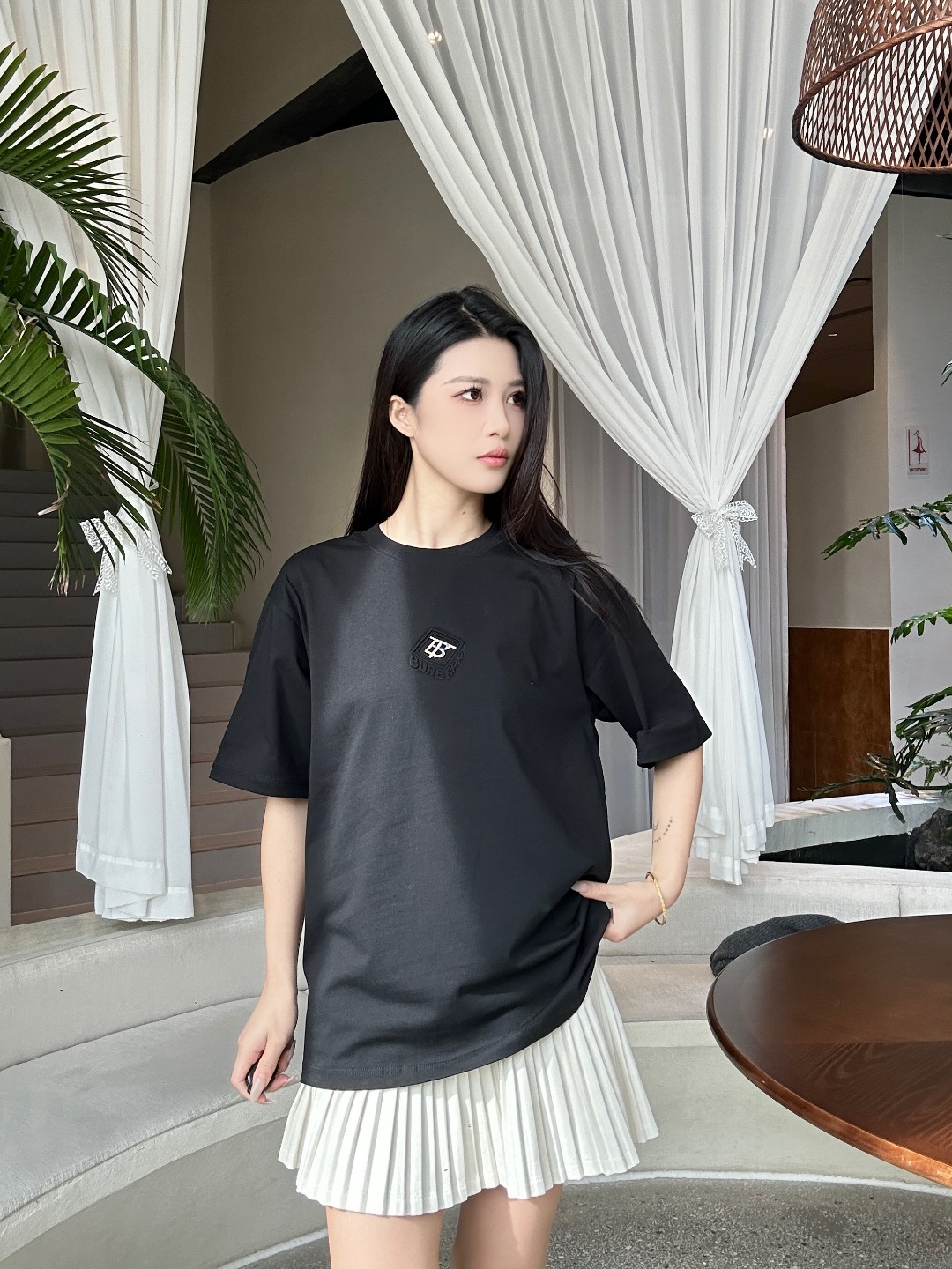     Burberry TB Check Block Letter Embossed T-Shirt 02