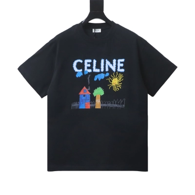 Top Quality CELINE Regular T-Shirt Pale Black 01