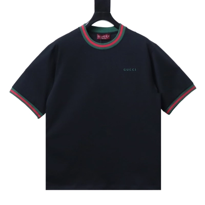 Gucci Embroidery Logo Green T-Shirt Black 01