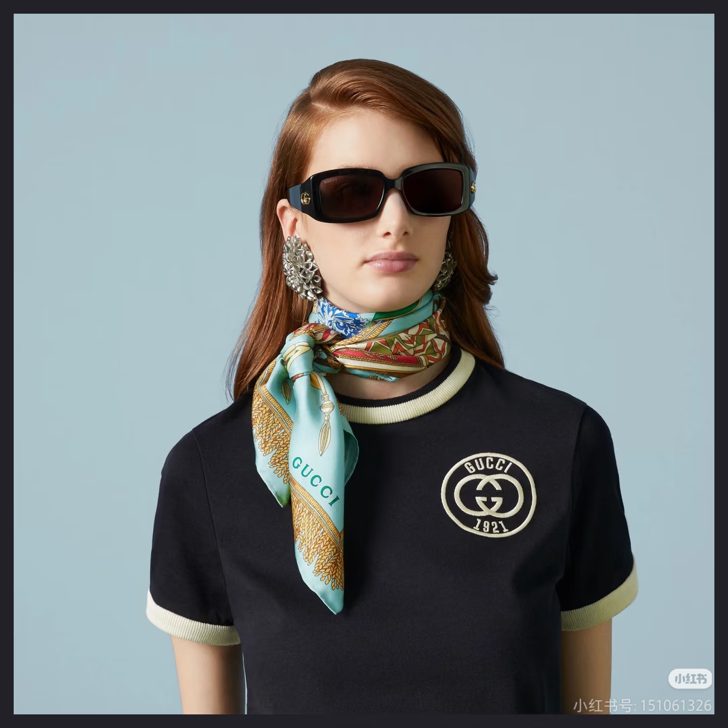     Gucci Varsity Colorblock Rib Collar 1921 GG Embroidery T-Shirt 02