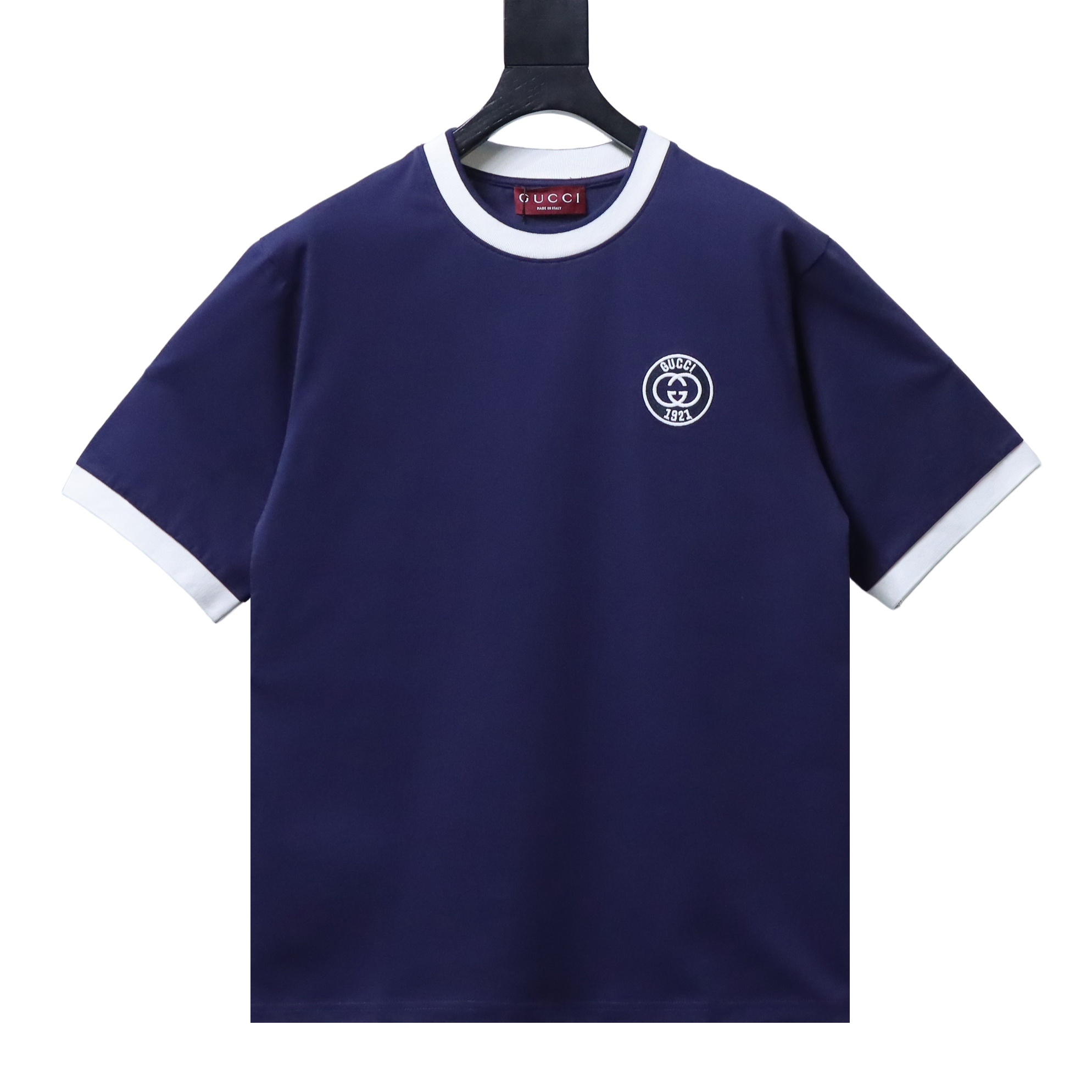     Gucci Varsity Colorblock Rib Collar 1921 GG Embroidery T-Shirt 03
