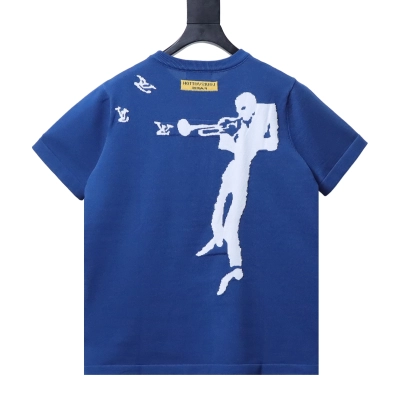 Top Quality     Louis Vuitton Cloud Jazz Trumpet Silhouette Jacquard Knit T-Shirt 02