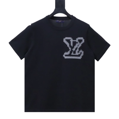 Top Quality     Louis Vuitton Front Back Large Logo Jacquard Knit T-Shirt 01