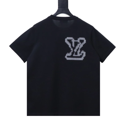 Top Quality     Louis Vuitton Front Back Large Logo Jacquard Knit T-Shirt 02