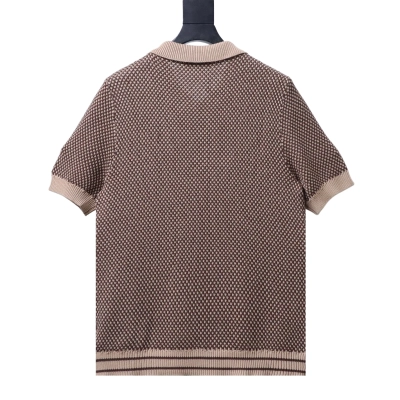 Top Quality     Louis Vuitton Leather Patch Knit Polo Shirt 02