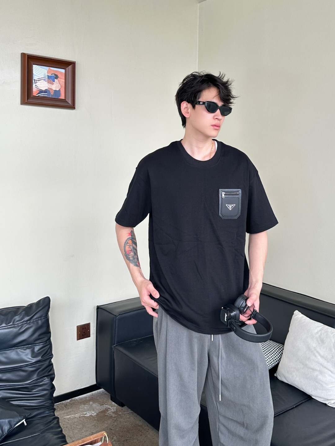  Prada Pocket Black T-Shirt-DC2