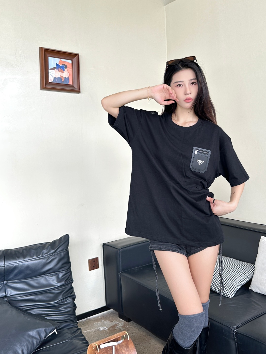  Prada Pocket Black T-Shirt-DC2