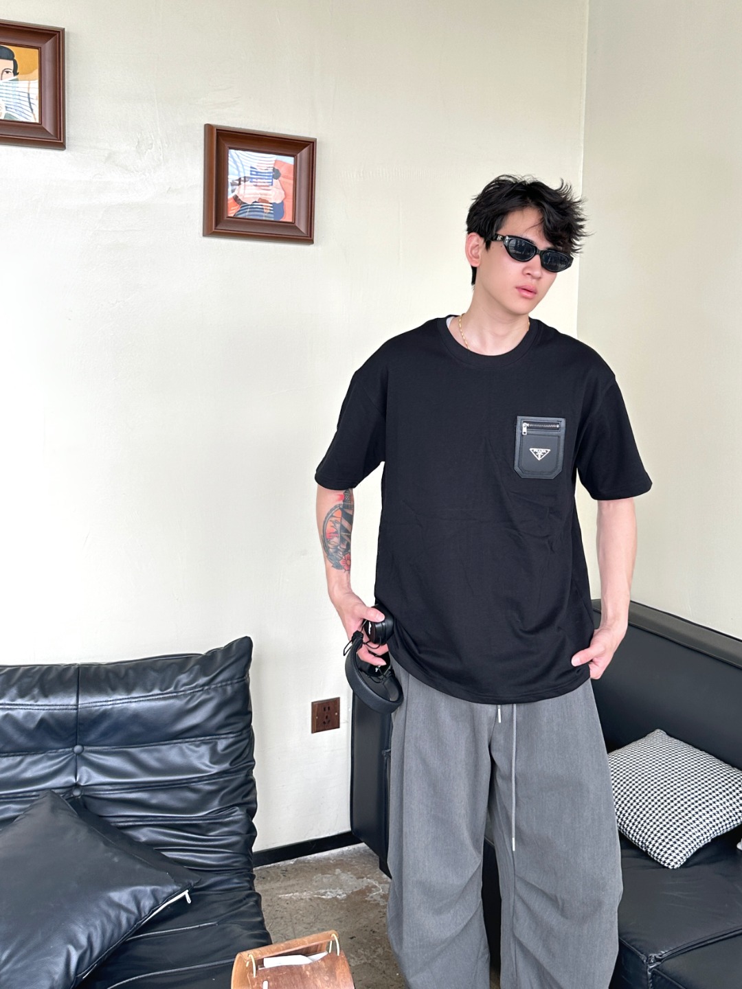  Prada Pocket Black T-Shirt-DC2